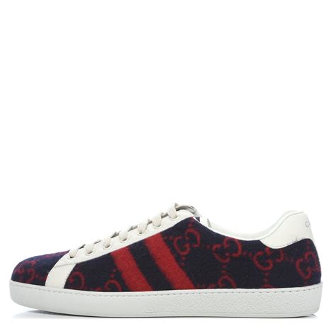 gucci ace blue and red gg wool sneakers|gucci ace embroidered sneakers.